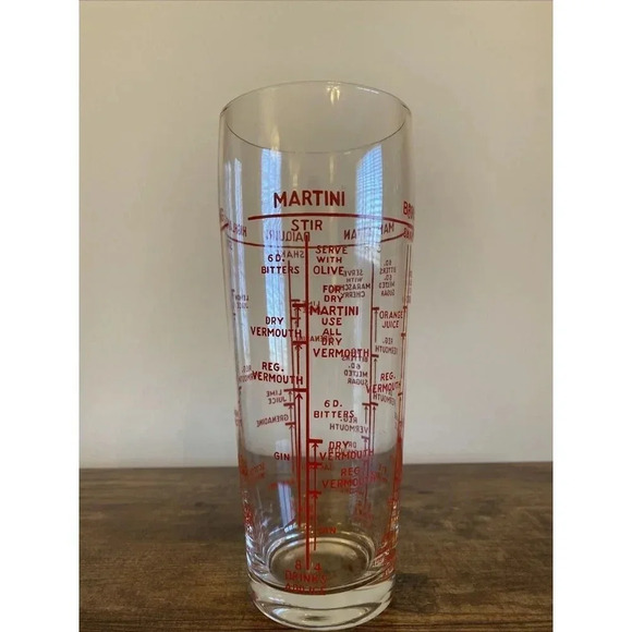 Vintage Glass Cocktail Mixed Drink Recipe Shaker Bar Mixer Retro Mad Men Style - Picture 3 of 8